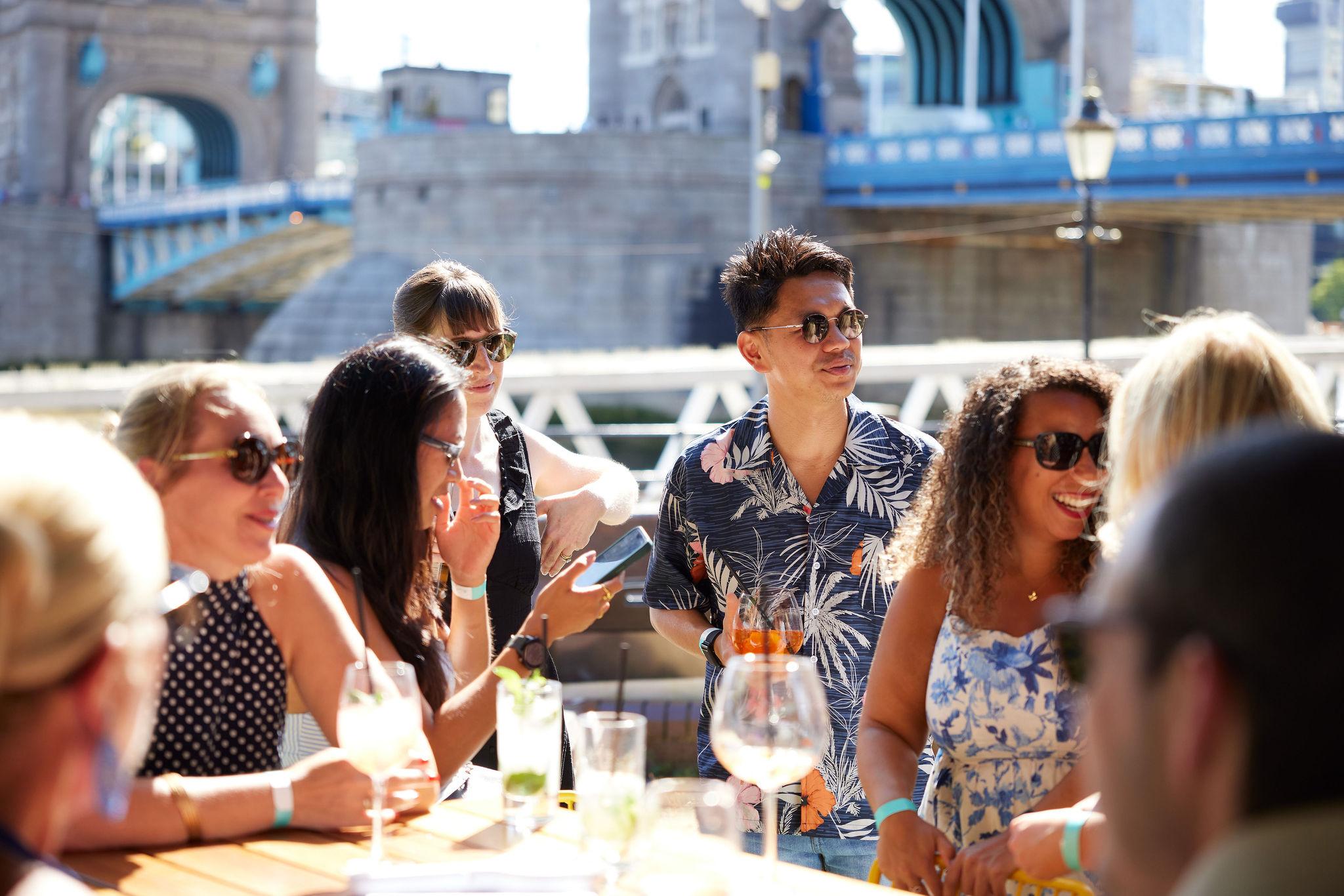 Group of people socialising outdoors